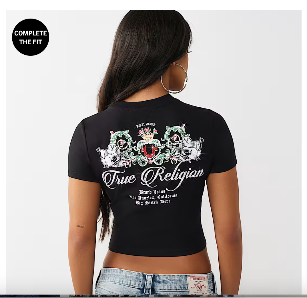 True Religion Buddha Graphic Fitted Tee – White