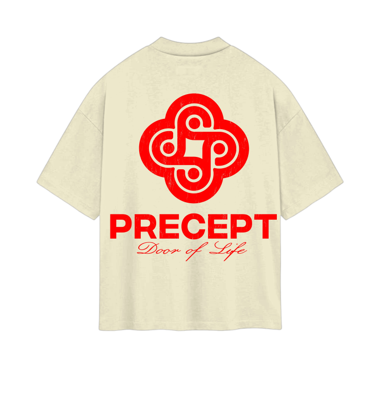 Precept 'De Castillo' white graphic tee, alternate view.