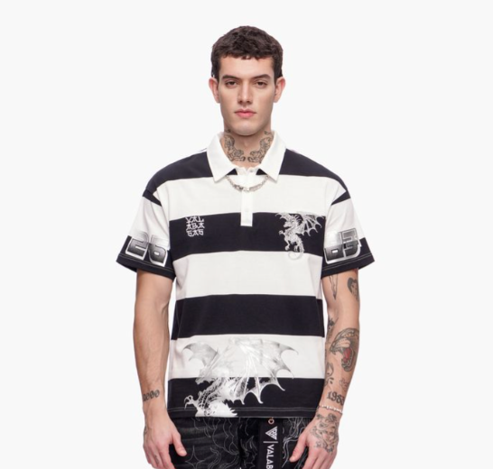 Valabasas 'Kaiju' black and white polo shirt.