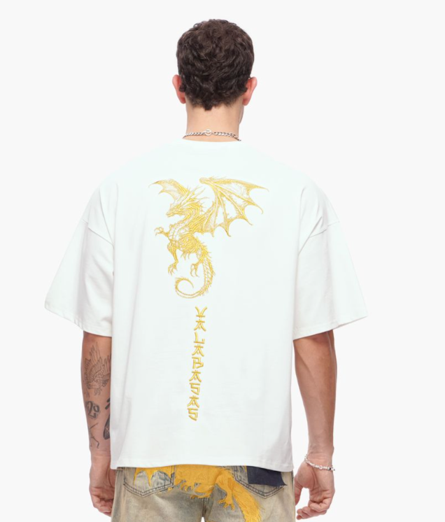 Valabasas 'Kunji' white/gold tee — alternate view.