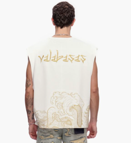 Valabasas 'Kaito' white cut-off tee — alternate view.