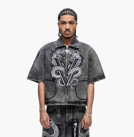 Valabasas 'Frostscale' grey full-zip layering top.
