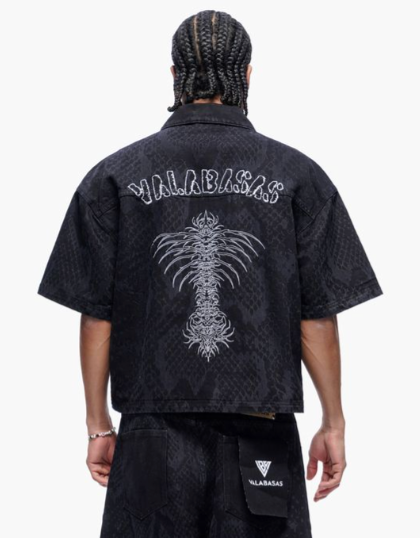 Valabasas 'Obsidian Twins' black zip-up — alternate view.