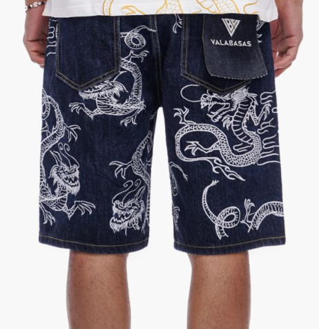 Valabasas 'Ganru' dark wash denim shorts — alternate view.
