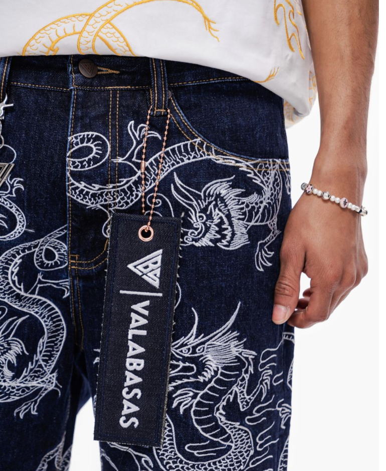 Valabasas 'Ganru' dark wash denim shorts — alternate view.