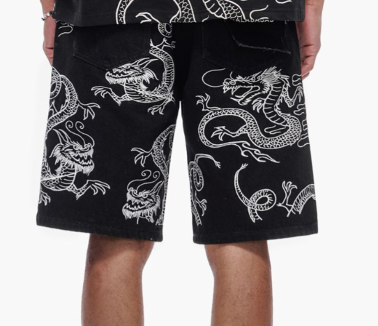 Valabasas 'Ganru' jet black denim shorts — alternate view.