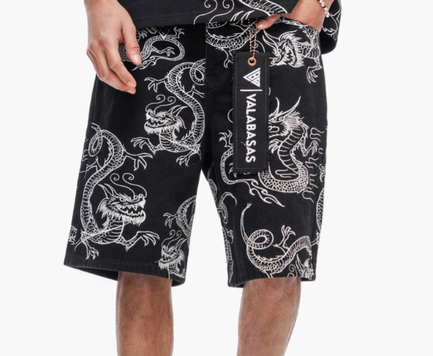 Valabasas 'Ganru' jet black denim shorts — alternate view.
