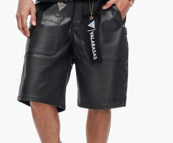 Valabasas 'Kuroto' black waxed denim shorts — alternate view.