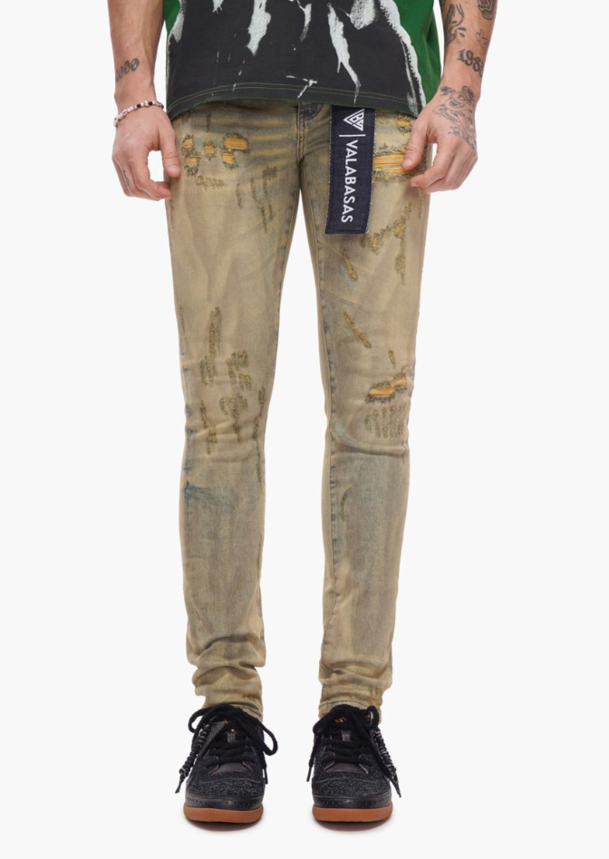 Valabasas 'Collage' skinny denim in vintage wash.