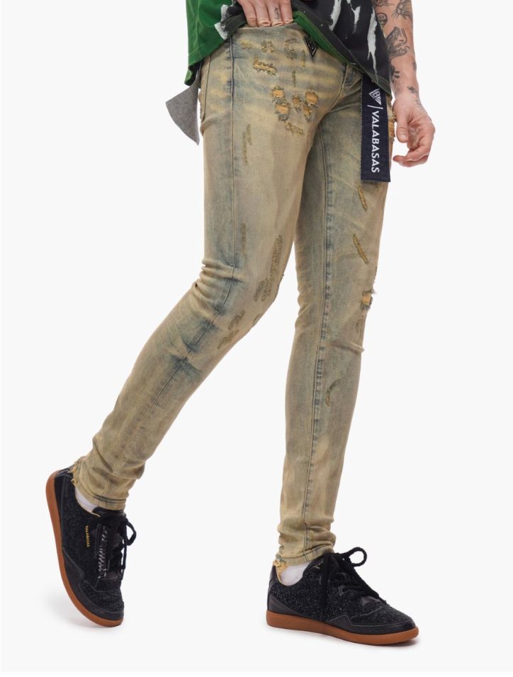 Valabasas 'Collage' skinny denim vintage wash — alternate view.