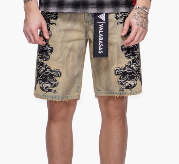 Valabasas 'Tsuki' vintage wash denim shorts.