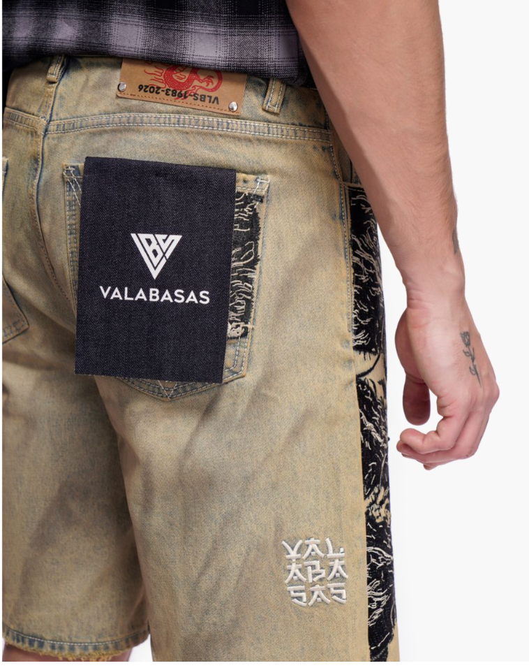 Valabasas 'Tsuki' vintage wash denim shorts — alternate view.