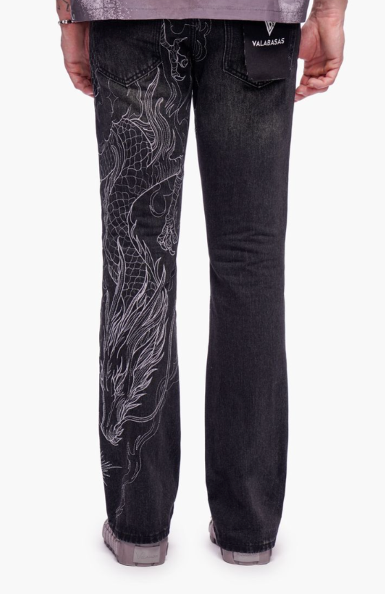 Valabasas 'Stone Serpent' vintage black stacked denim — alternate view.