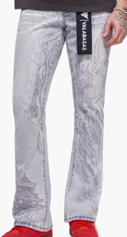 Valabasas 'Stone Serpent' stacked denim in light blue wash.