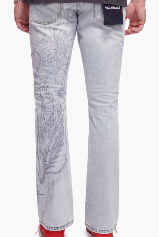Valabasas 'Stone Serpent' light blue stacked denim — alternate view.