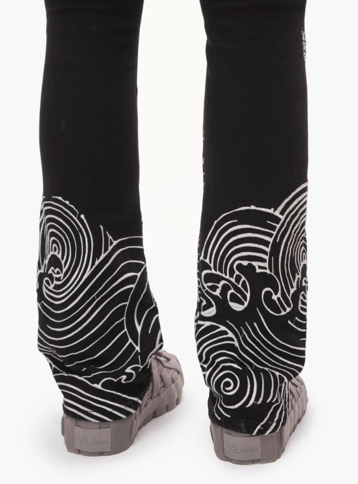 Valabasas 'Tenka' jet black stacked denim — alternate view.
