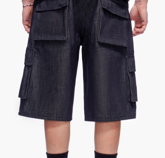 Valabasas 'Graviku' indigo denim shorts — alternate view.