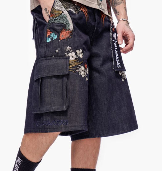 Valabasas 'Graviku' indigo denim shorts — alternate view.