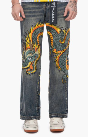 Valabasas 'Sky Serpent' baggy denim in vintage wash.