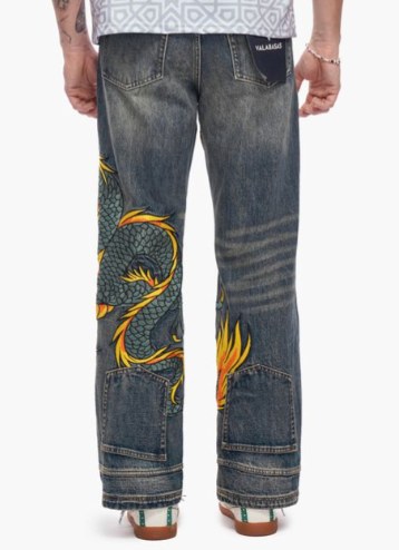 Valabasas 'Sky Serpent' vintage wash baggy denim — alternate view.