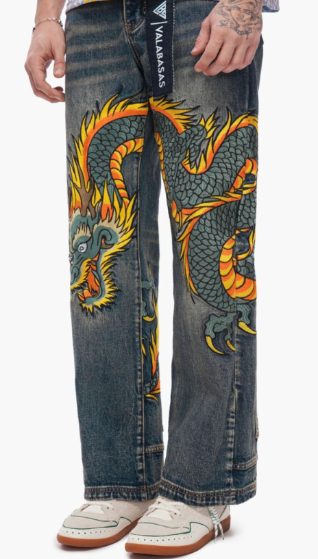 Valabasas 'Sky Serpent' vintage wash baggy denim — alternate view.