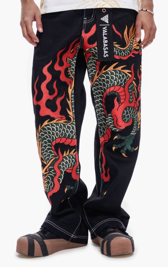 Valabasas 'Blaze Fang' jet black baggy denim — alternate view.