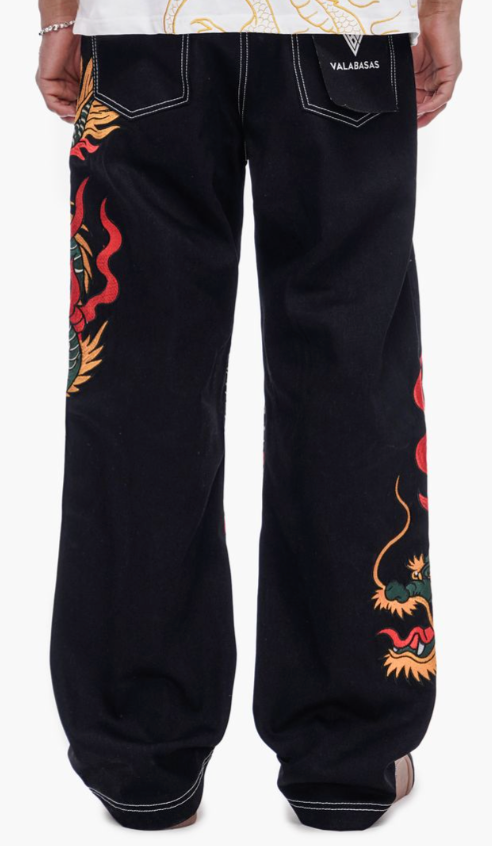Valabasas 'Blaze Fang' jet black baggy denim — alternate view.