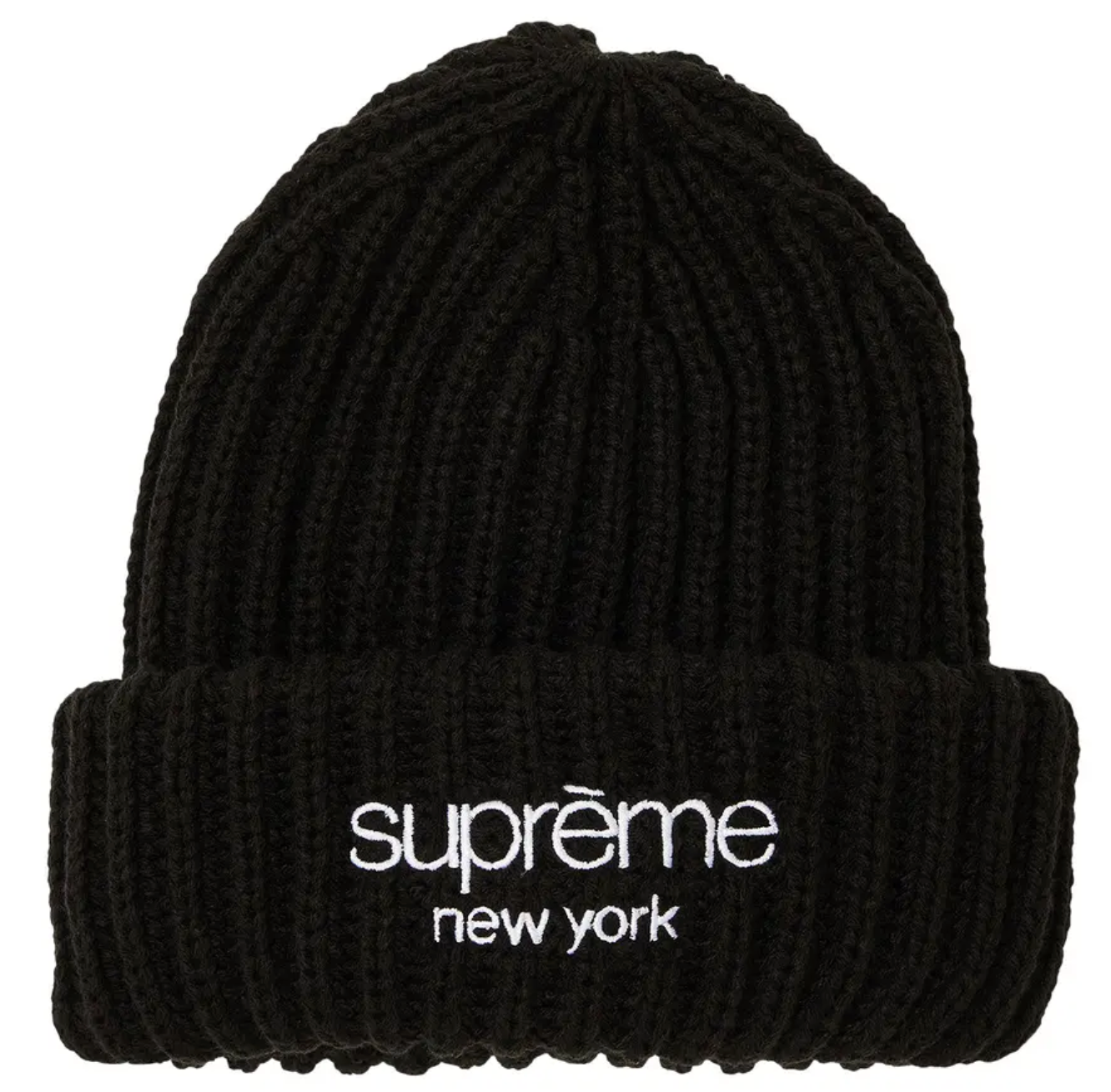 Supreme Classic Logo Chunky Ribbed Beanie 'Black