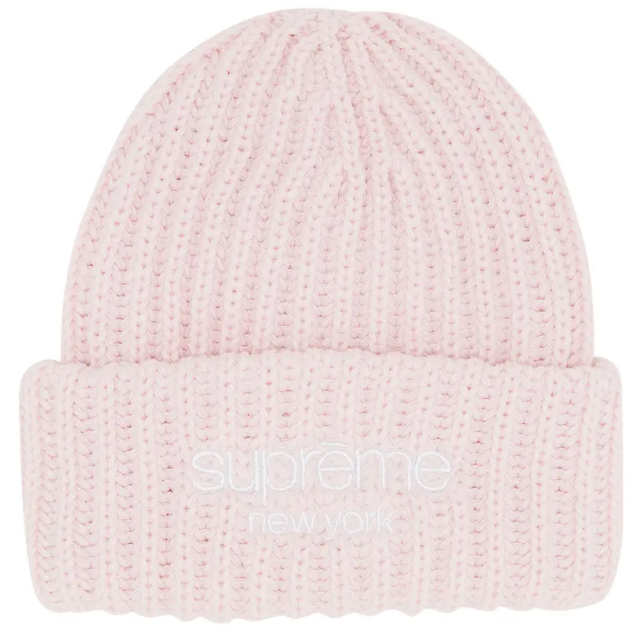Supreme Classic Logo Chunky Ribbed Beanie 'Light Pink'