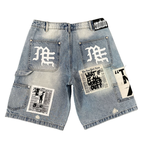 Mixed Emotion "AI" Blue Denim Shorts
