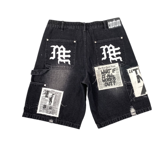 Mixed Emotion "AI" Black Denim Shorts