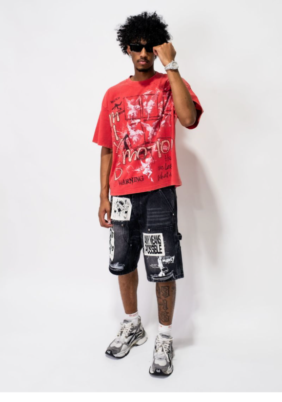 Mixed Emotion "AI" Black Denim Shorts