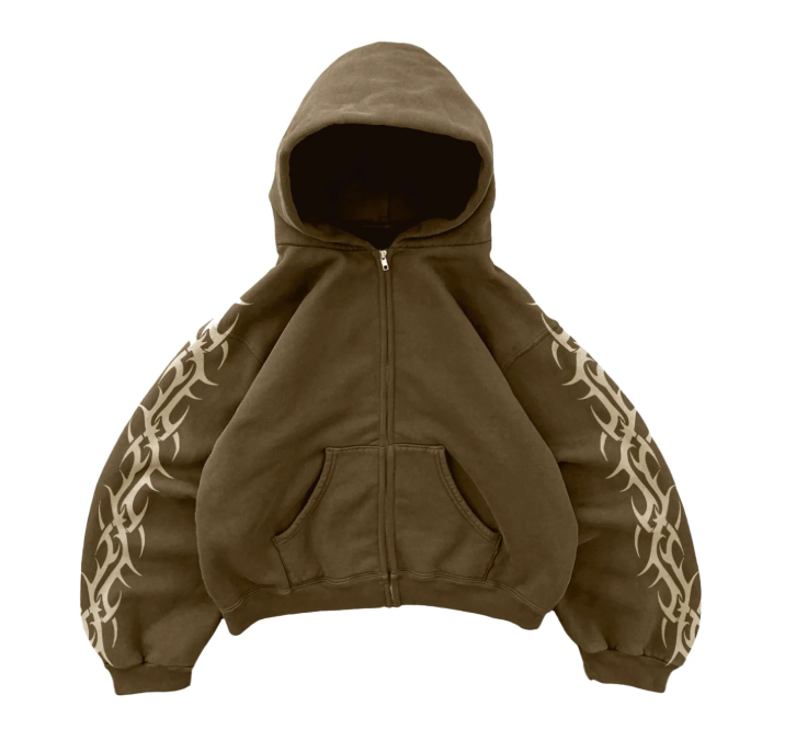 Bravest Studios "Tribal" Brown Zip Up Hoodie