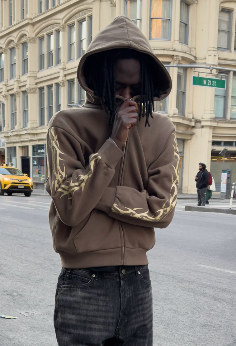 Bravest Studios "Tribal" Brown Zip Up Hoodie