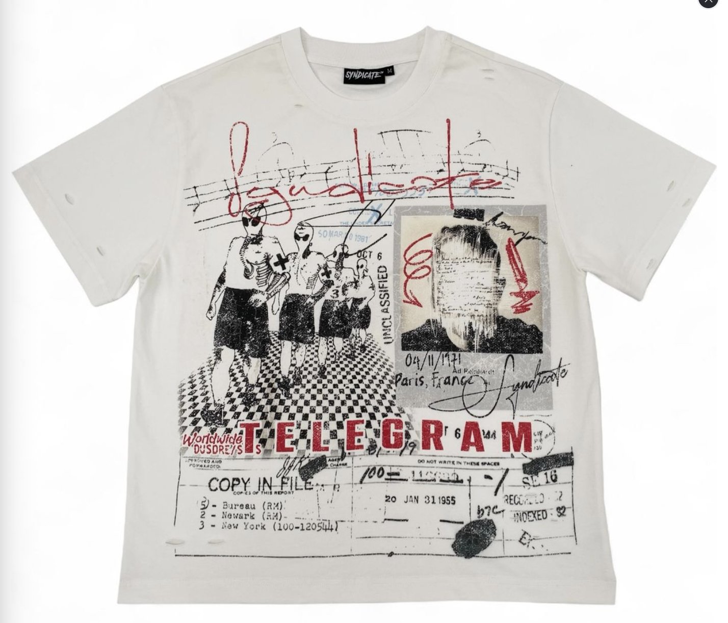 Syndicate "Telegram" Tee White