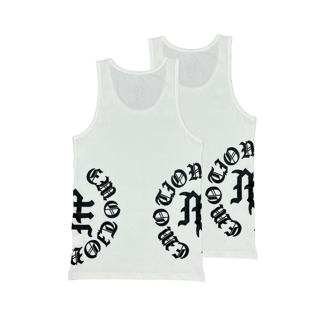 Mixed Emotion "Script" White Tank Top 2-Pack