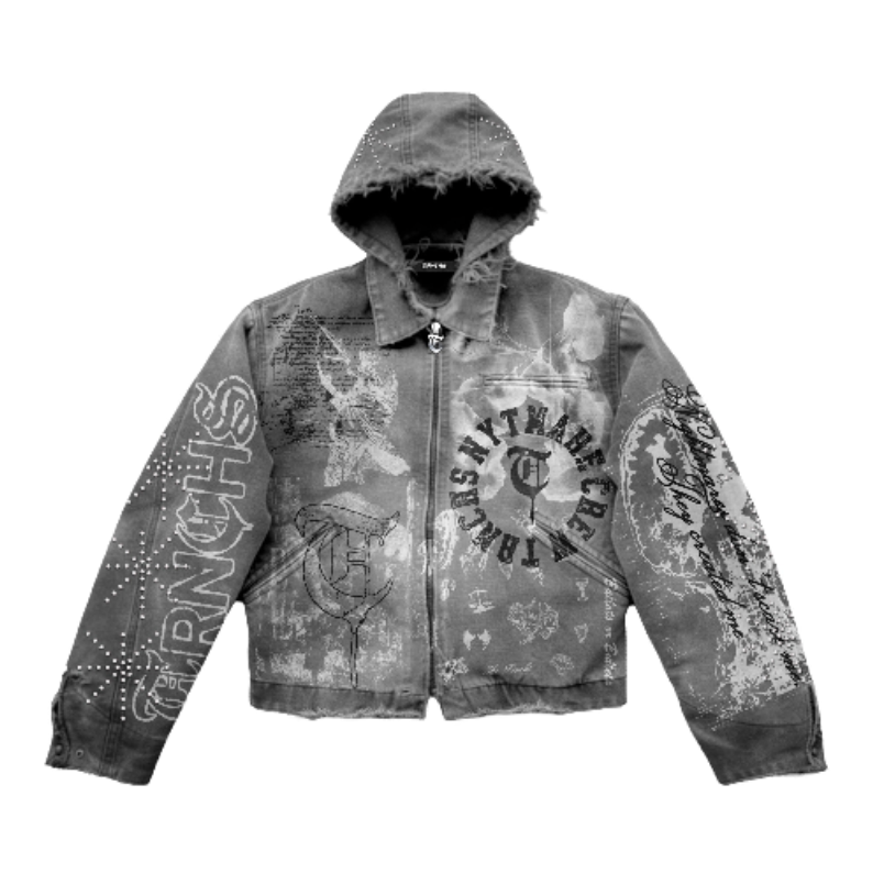 Trnchs "Shadow Rebellion" Hoodie Vintage Light Grey