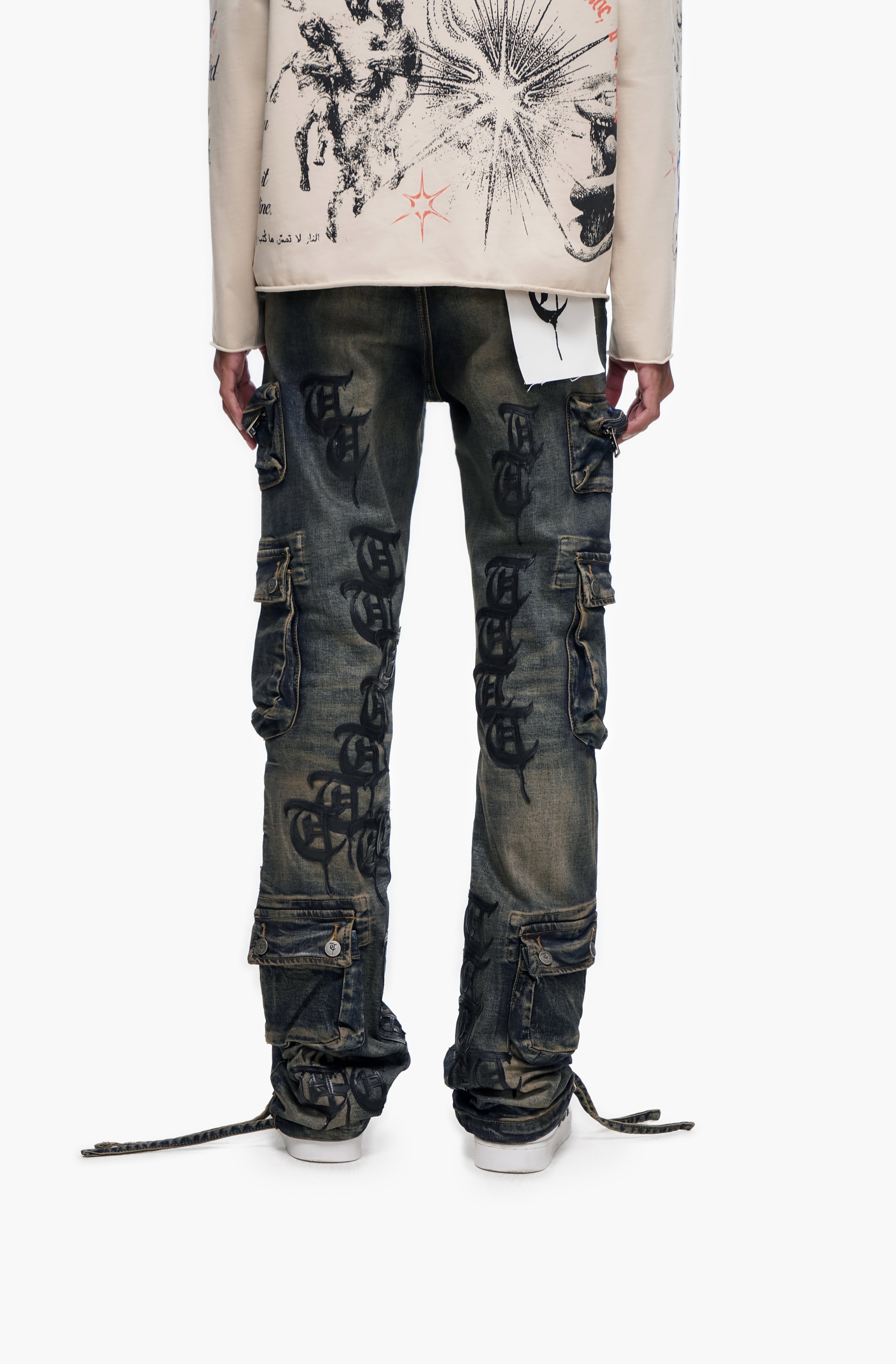 "KHANDAQ" Medium Blue Cargo Denim