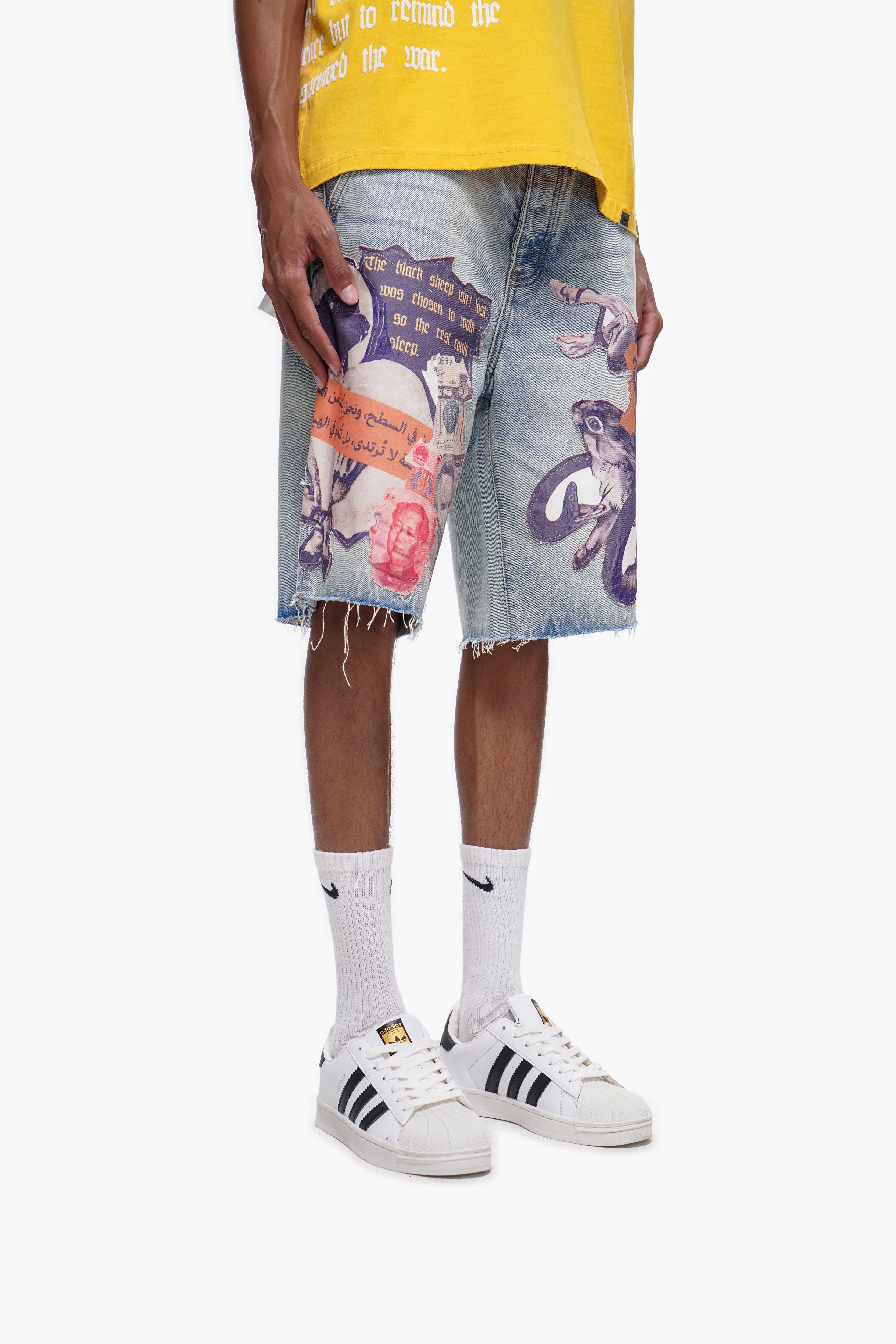 COLLAGE - Light Blue Wash Denim Shorts