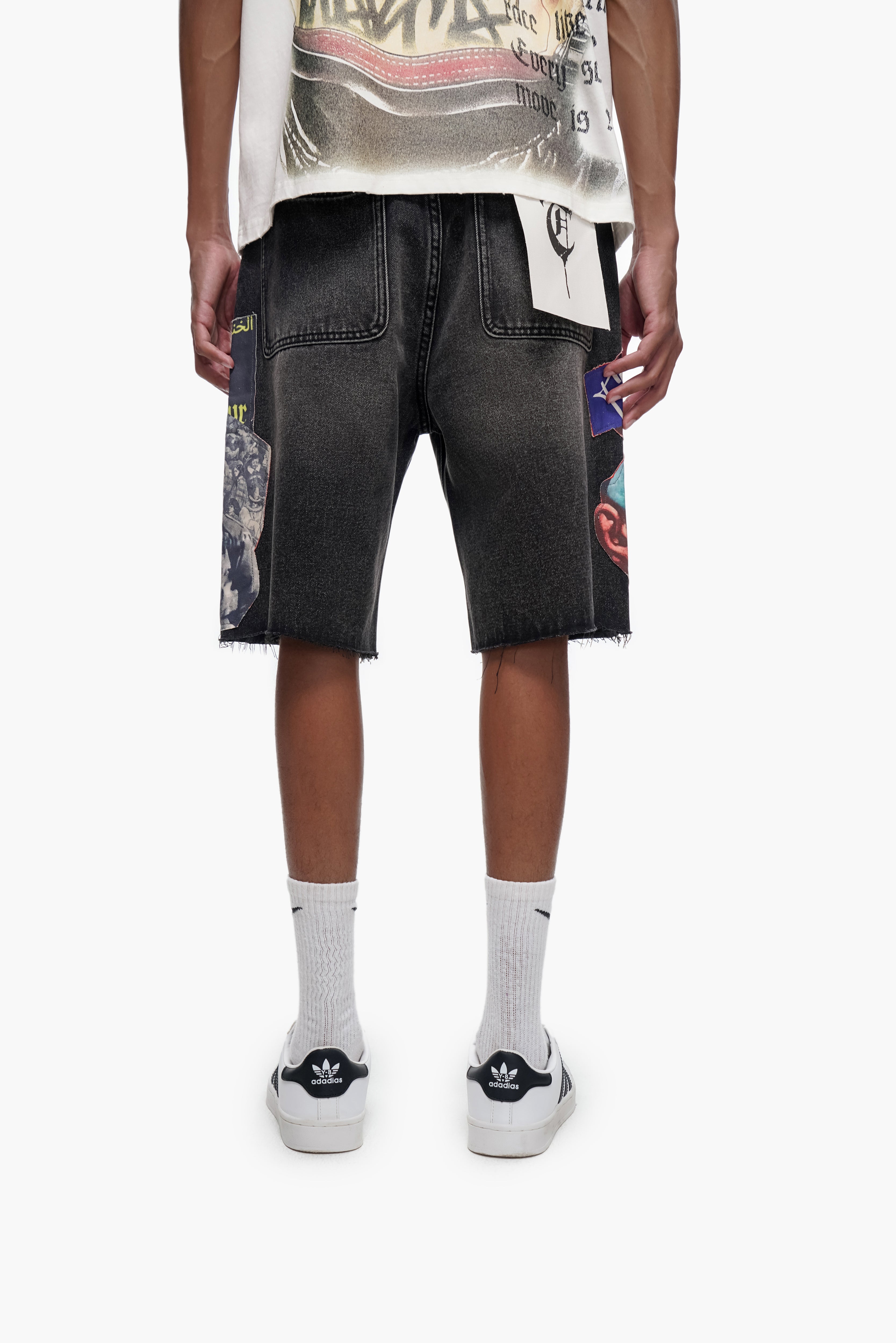 COLLAGE - Black Wash Denim Shorts