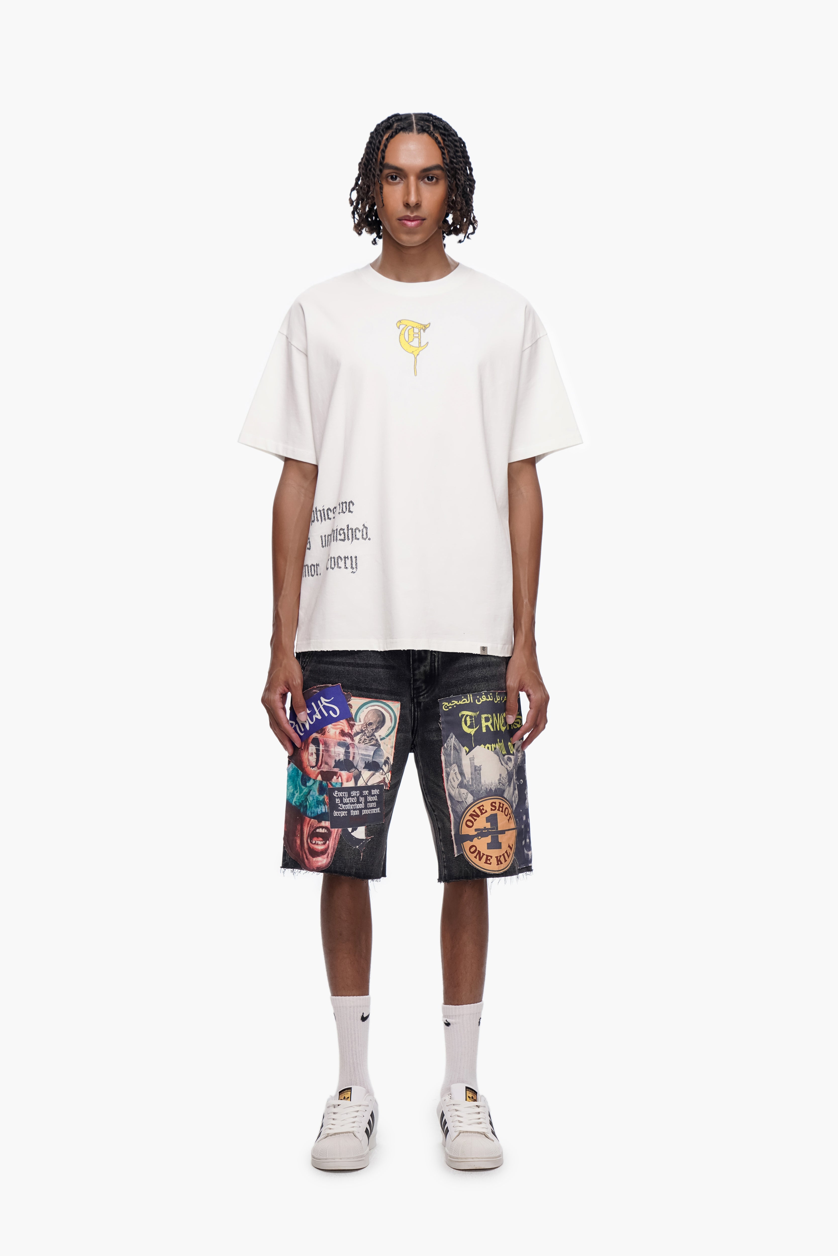 COLLAGE - Black Wash Denim Shorts