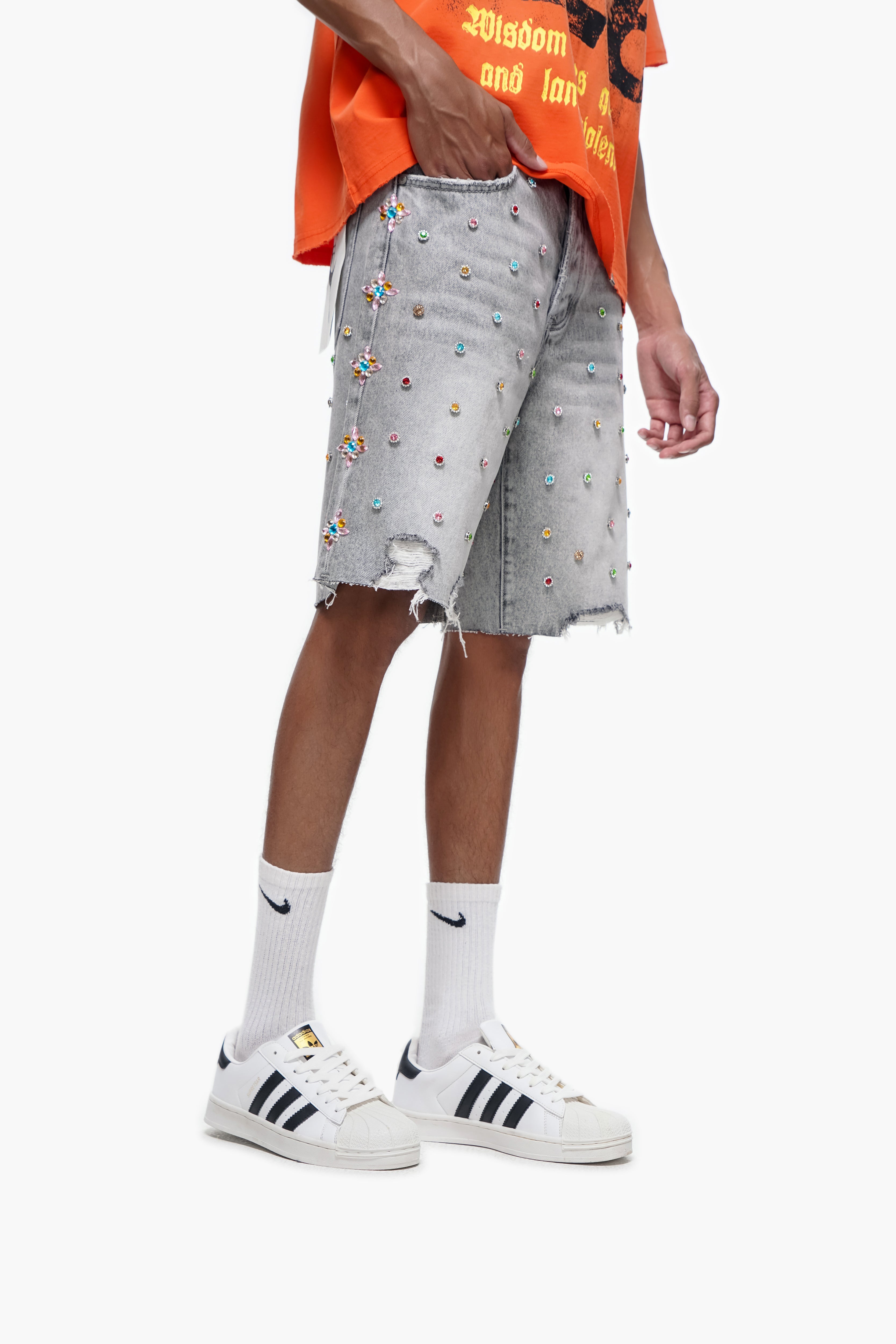 BOUNTY - Gray Wash Denim Shorts