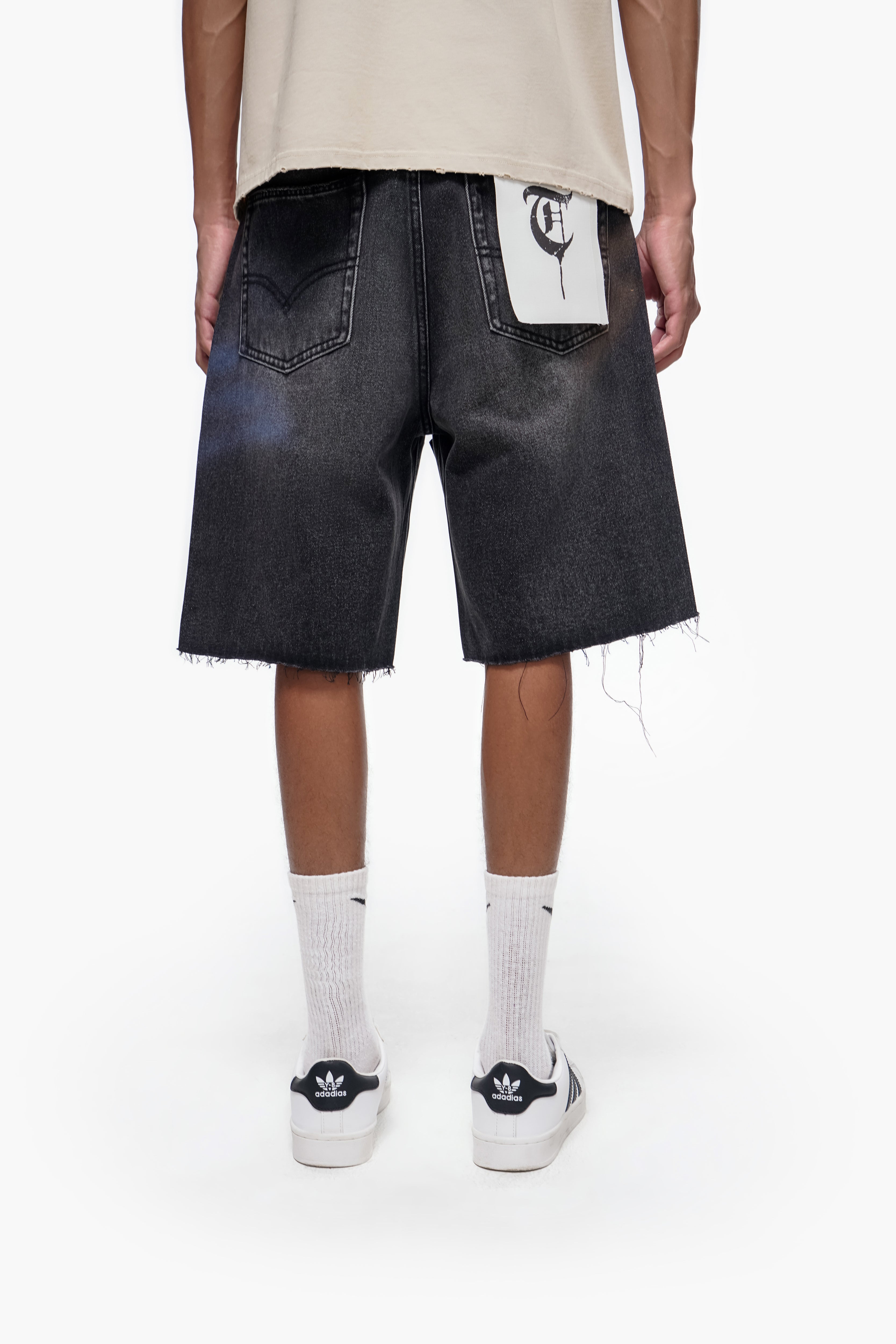 OPERATOR Black Wash Denim Shorts - TRNCHS Urban Streetwear