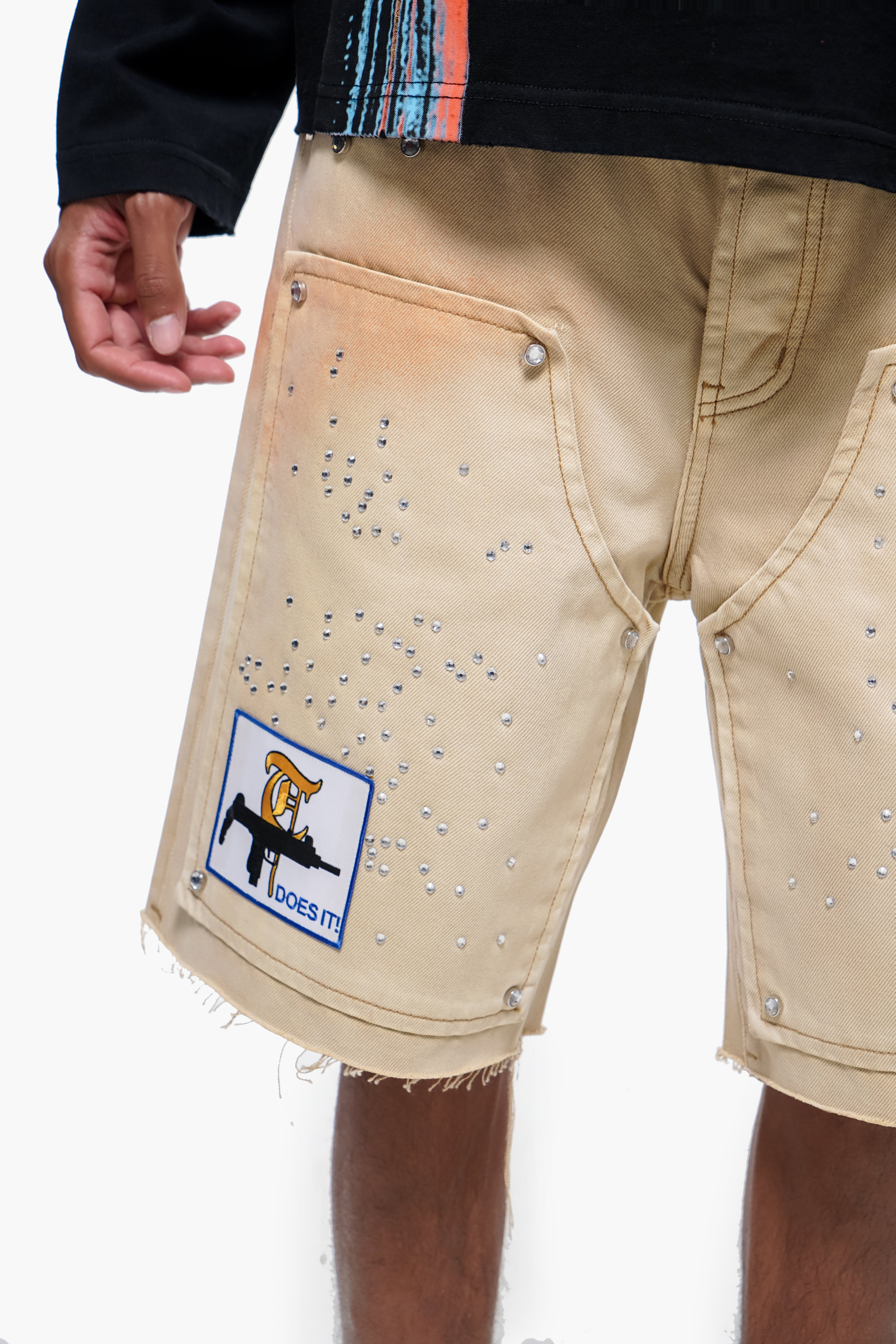 OPERATOR - Khaki Wash Denim Shorts