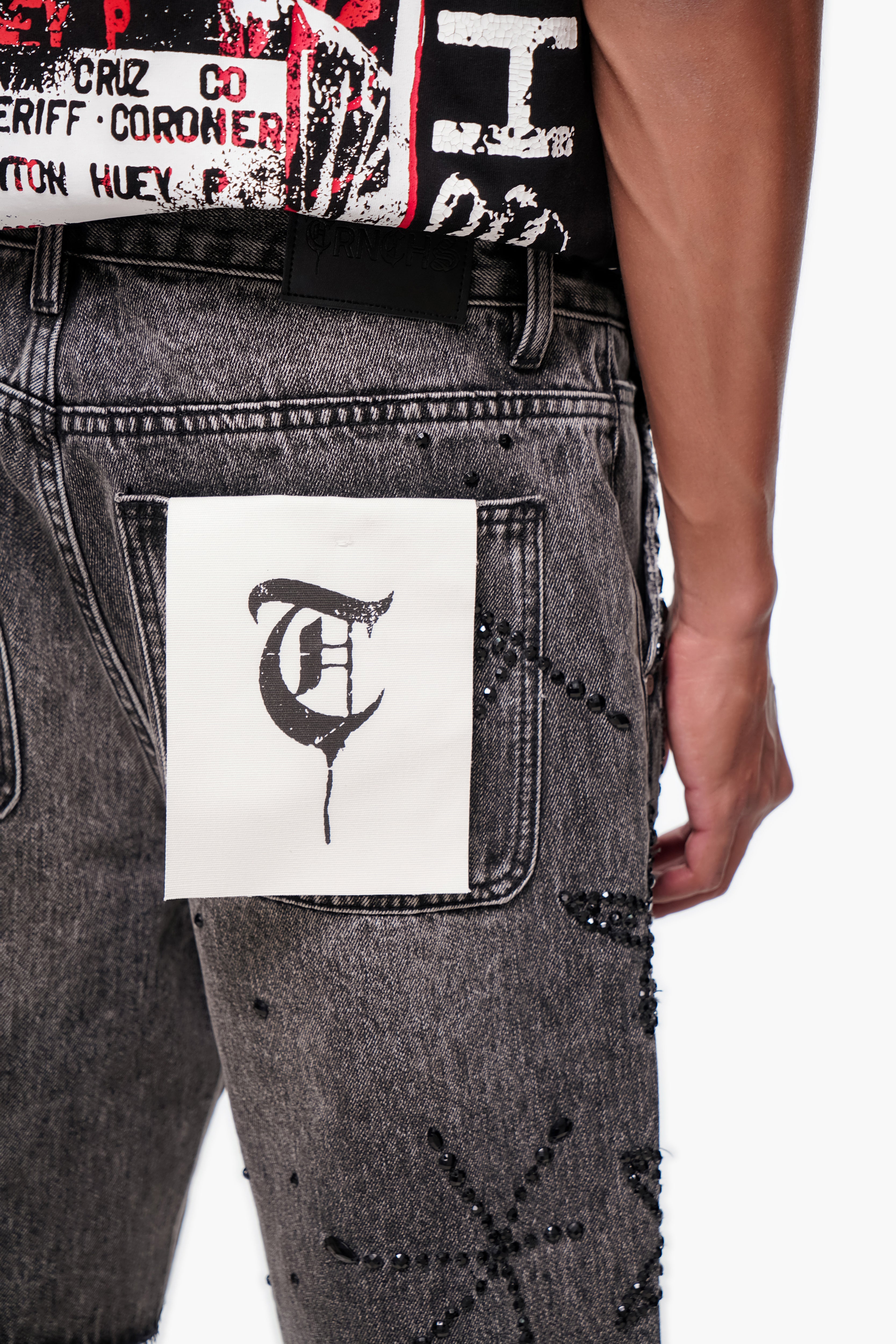 VENOM - Gray Wash Denim Shorts