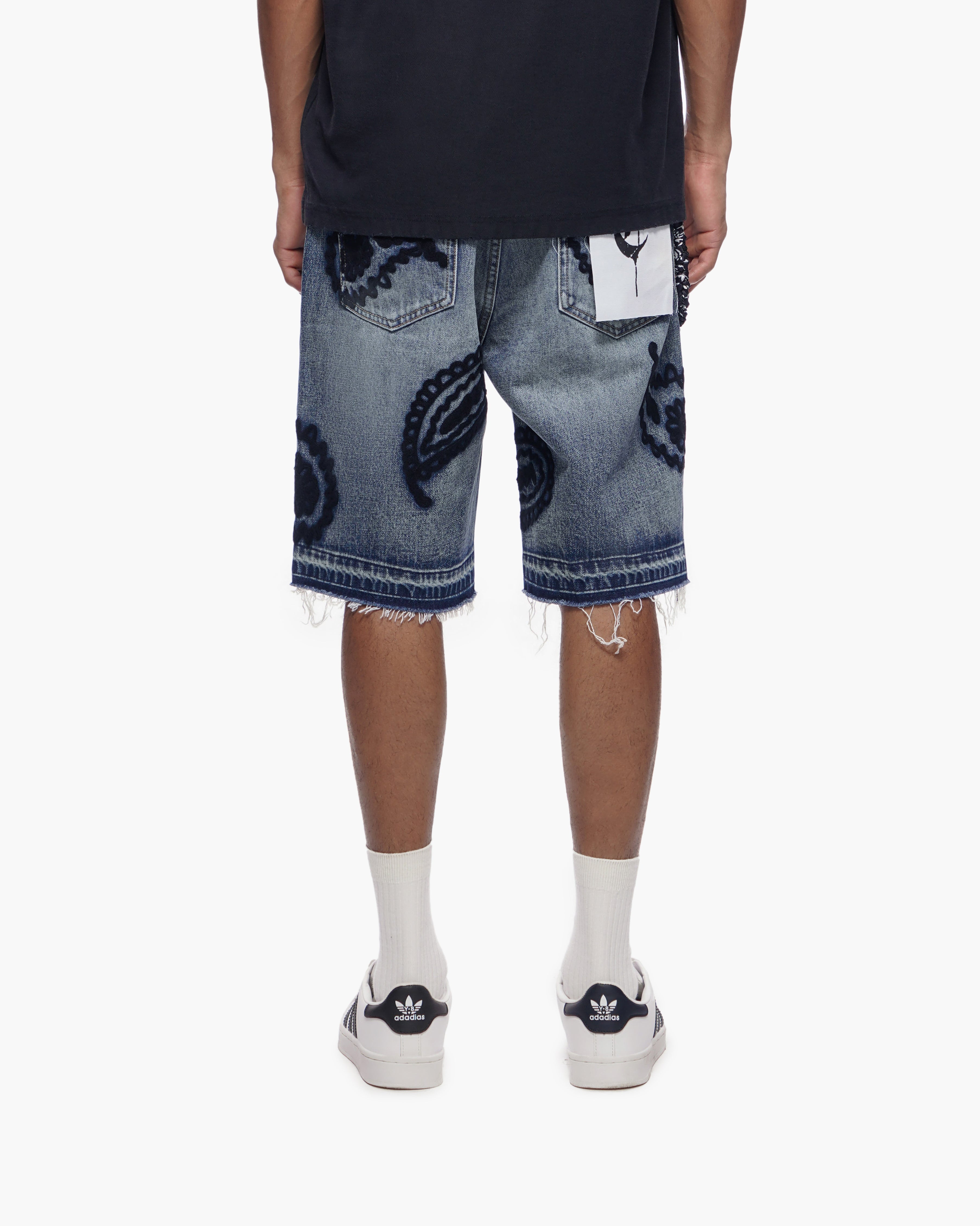 PAISLEY SHORTS - Dark Blue Wash Denim Shorts