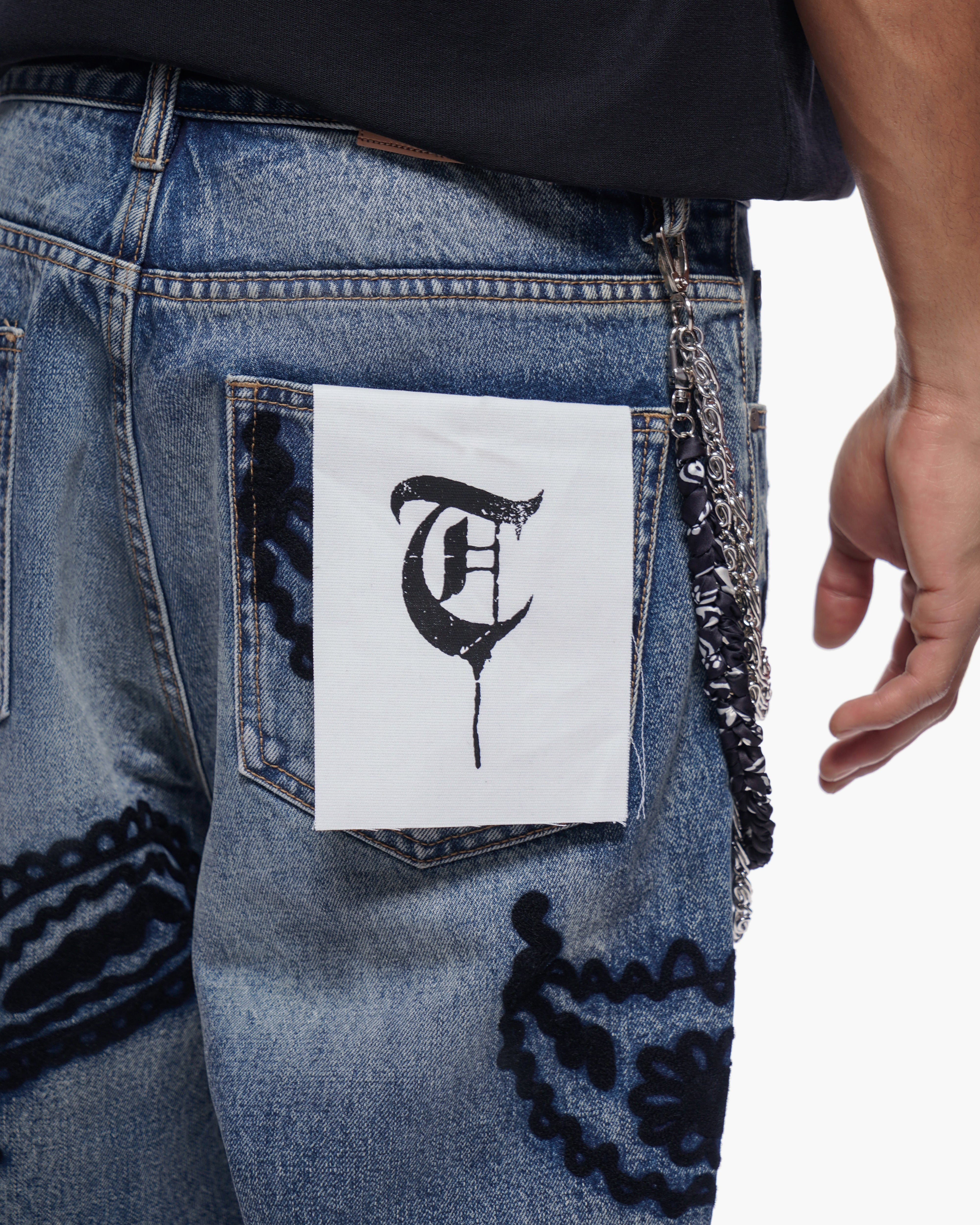 PAISLEY SHORTS - Dark Blue Wash Denim Shorts
