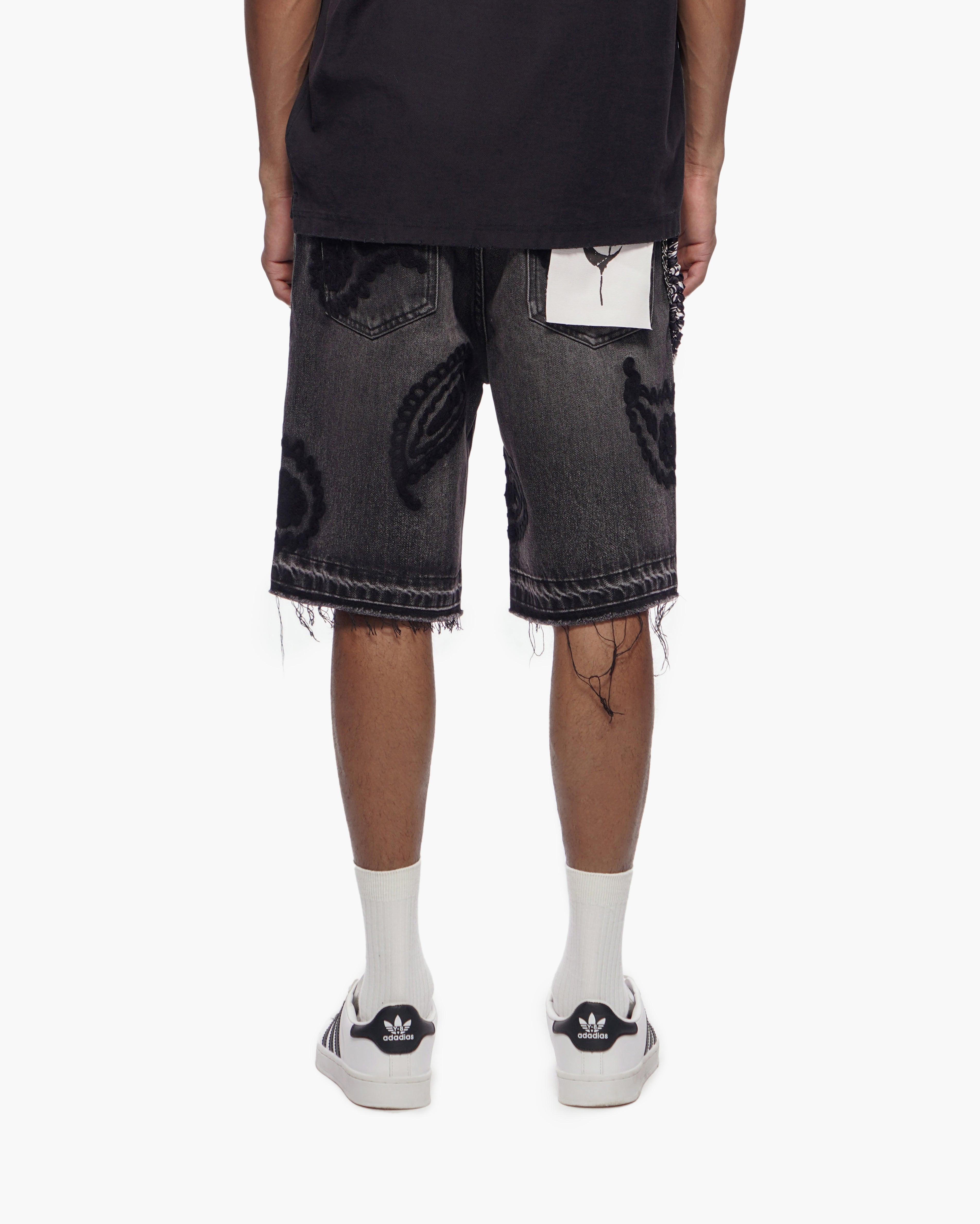 PAISLEY SHORTS - Black Wash Denim Shorts