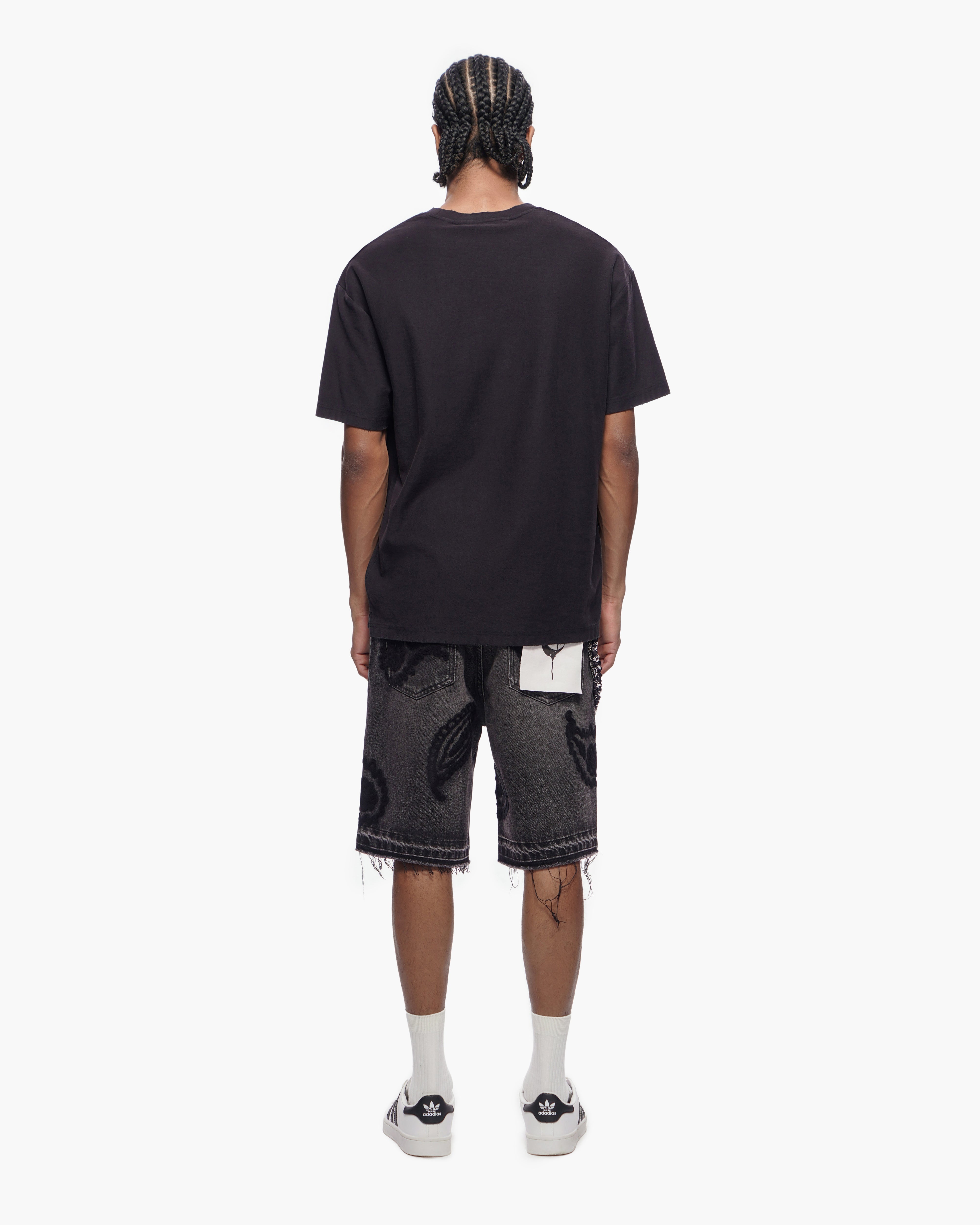 PAISLEY SHORTS - Black Wash Denim Shorts