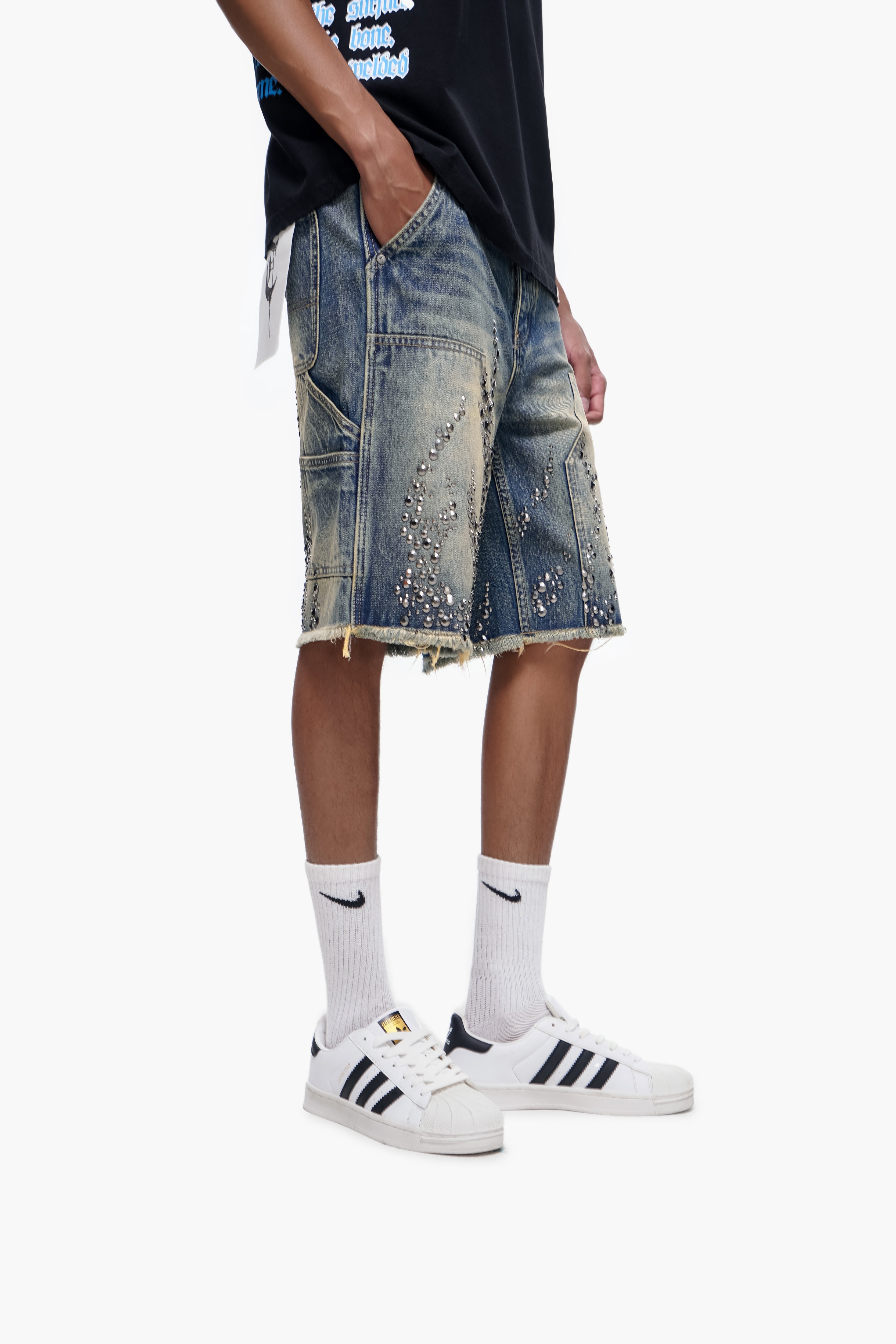 SHRAPNEL - Vintage Wash Denim Shorts